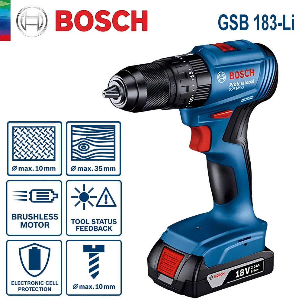 Power Tools Wood - Аккумуляторная ударная дрель-шуруповерт Bosch GSB 183-LI,